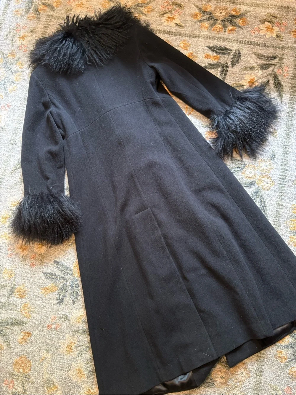 Marvin Richards genuine wool & Mongolian fur trim coat Vintage 10
